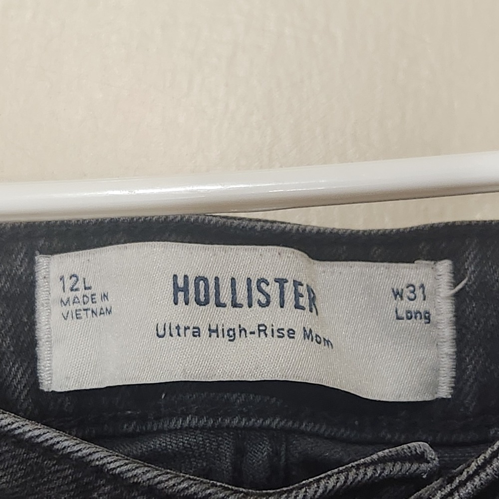 Hollister Ultra High-Rise Mom Jean Black Womens Size 12L W31 Long‎ - Picture 3 of 6